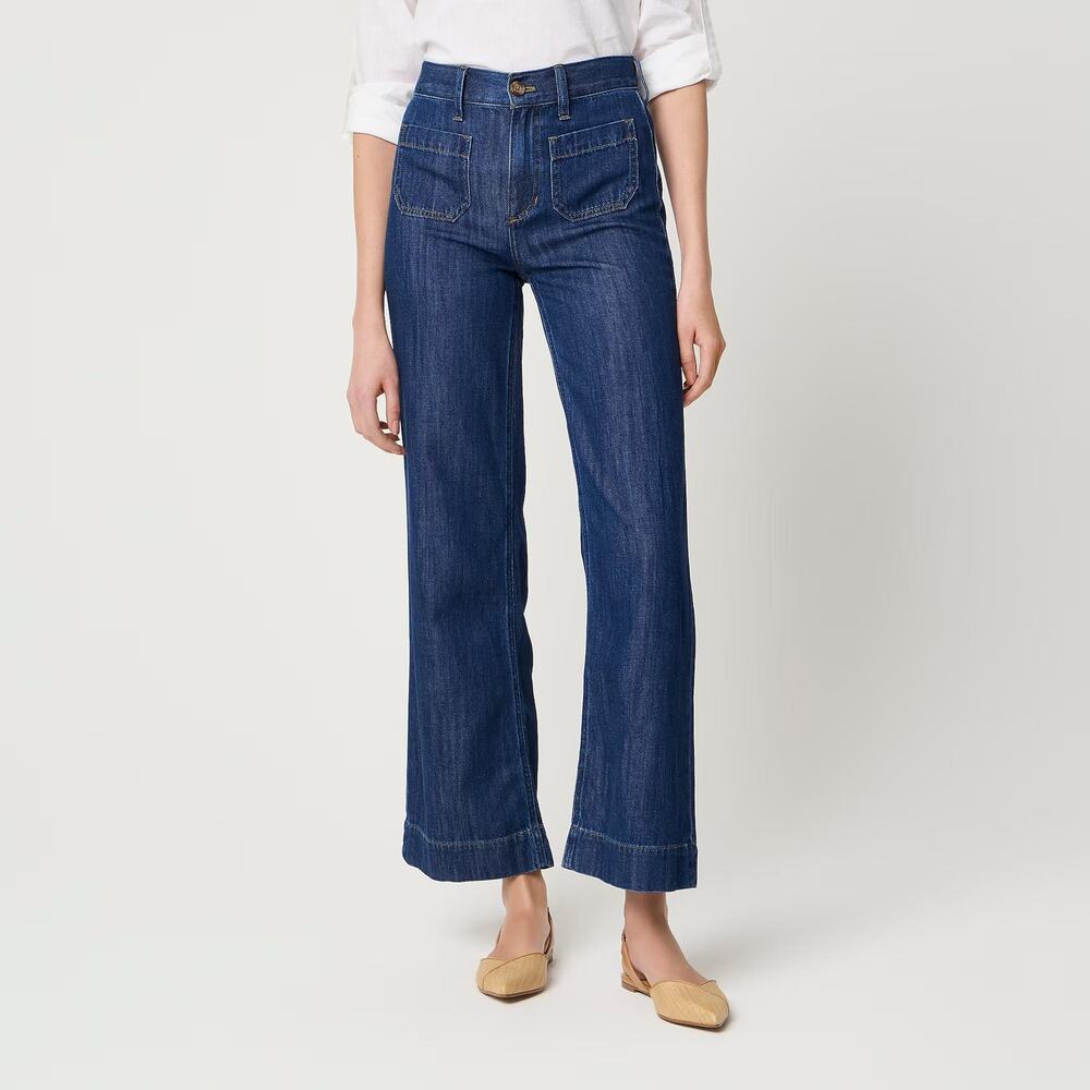 NWT J Crew Factory Light-Feel Lizzie Wide-Leg Jean Belle Wash Size 29